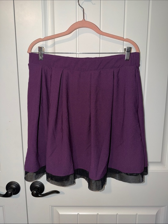 Midnight Hour Dresses & Skirts - Purple Fishnet Skuba Skater Skirt Plus Size